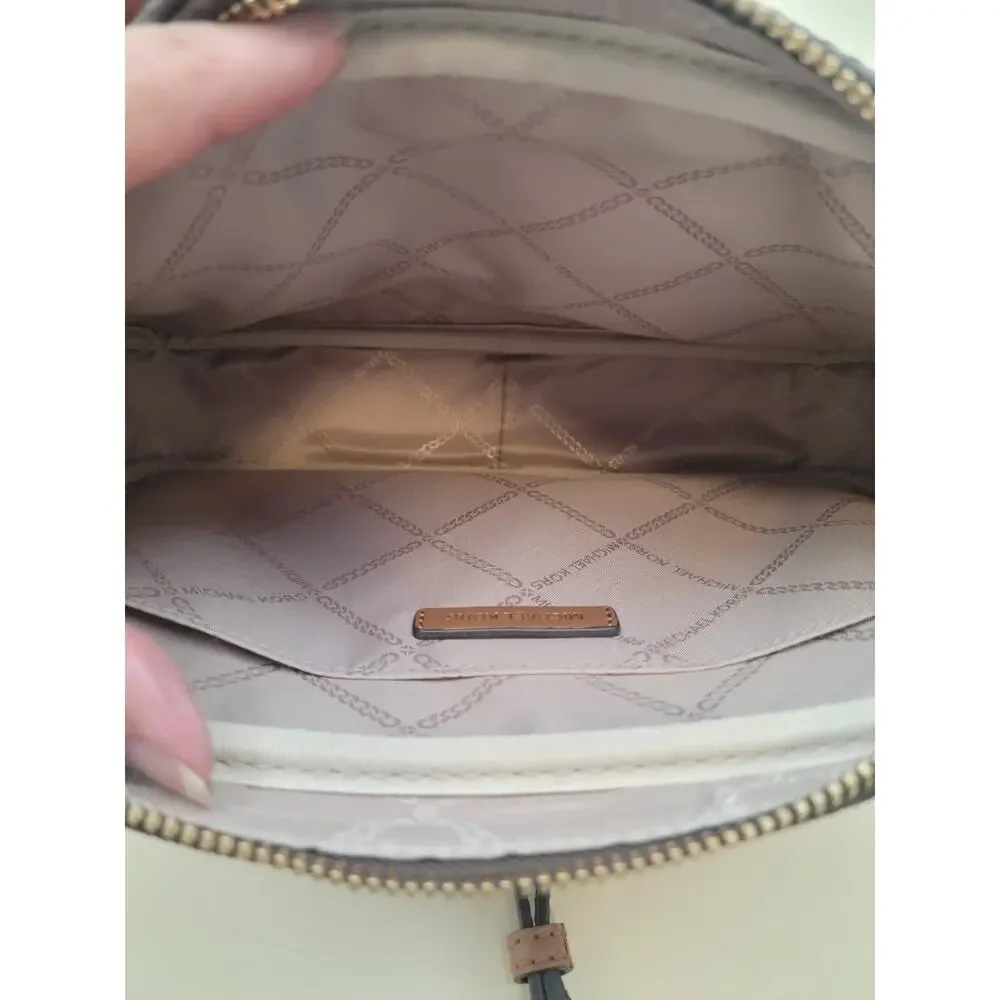 Michael Kors Jet Set Large East West Crossbody Bag Brown Monogram Logo Purse